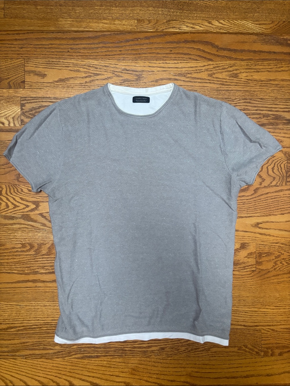 Zara Men's Light Gray Short Sleeve Crew Tee